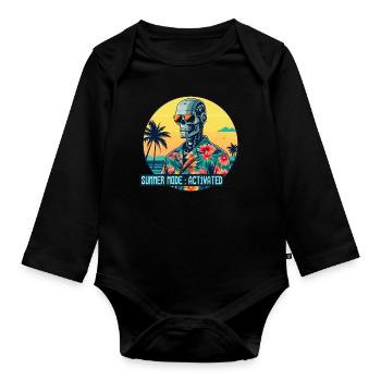 Sommermodus aktiviert - Baby Bio-Langarm-Body - Schwarz - Vorne