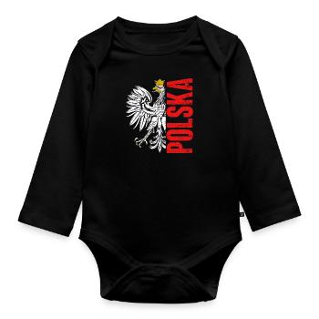 Pologne Maillot de foot Flag Bialo Czerwoni Polska - Body Bébé bio manches longues - noir - Devant