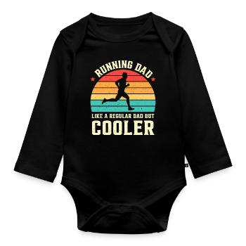 Courir papa comme un père ordinaire mais rétro plus cool - Body Bébé bio manches longues - noir - Devant