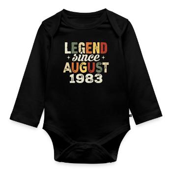 Août 1983 Anniversaire Août 1983 - Août 1983 - Body Bébé bio manches longues - noir - Devant
