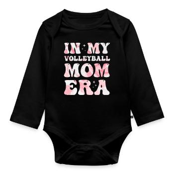 À l’époque de ma mère de volley-ball, maman de volley-ball colorée - Body Bébé bio manches longues - noir - Devant