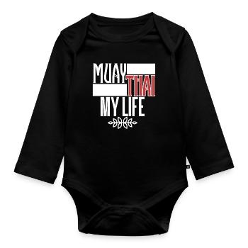 Muay thai - Organic Longsleeve Baby Bodysuit - black - Front