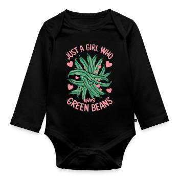 Grüne Bohnen - Baby Bio-Langarm-Body - Schwarz - Vorne