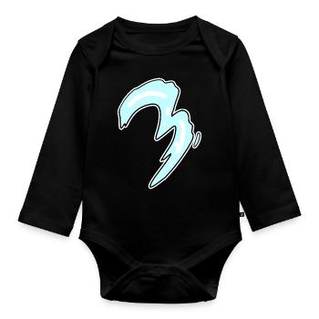 Drei - 3 - Nummer 3 - Zahl 3 - Baby Bio-Langarm-Body - Schwarz - Vorne