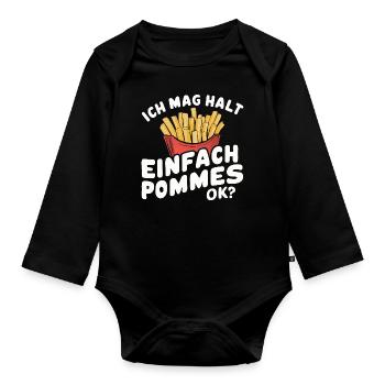 Français frites, frites, restauration rapide - Body Bébé bio manches longues - noir - Devant
