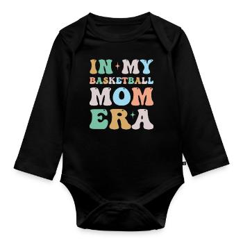 In My Basketball Mom Era Groovy Retro - Organic Longsleeve Baby Bodysuit - black - Front