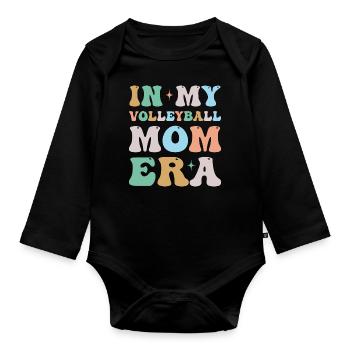 In My Volleyball Mom Era Groovy Retro - Organic Longsleeve Baby Bodysuit - black - Front