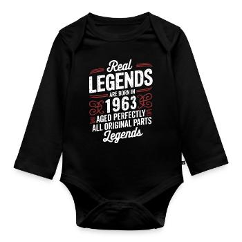 63rd Anniversary September 1963 - Organic Longsleeve Baby Bodysuit - black - Front