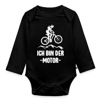Vélo VTT Vélo de route E-Bike Cycliste - Body Bébé bio manches longues - noir - Devant