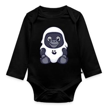 Gorille Halloween Bande dessinée Fantôme - Body Bébé bio manches longues - noir - Devant