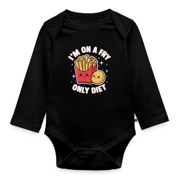 French Fries Bag Fries Bude Funny Fry Only Diet - Organic Longsleeve Baby Bodysuit - black - Front