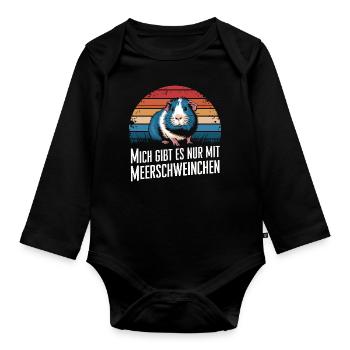 Meerschweinchen Kurzhaar Langhaar Crested Hunde - Baby Bio-Langarm-Body - Schwarz - Vorne