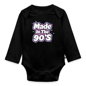90s 90s Retro Gift - Organic Longsleeve Baby Bodysuit - black - Front