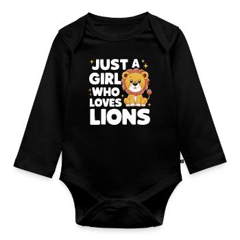 Lion Lion Animal Africa - Organic Longsleeve Baby Bodysuit - black - Front