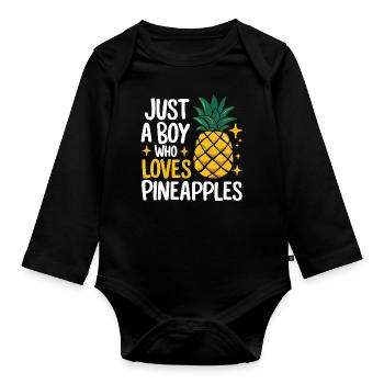 Ananas Fruit tropical hawaïen - Body Bébé bio manches longues - noir - Devant