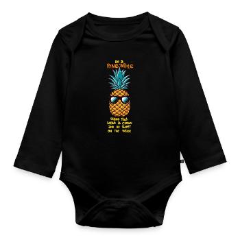 Sei eine Ananas - Baby Bio-Langarm-Body - Schwarz - Vorne