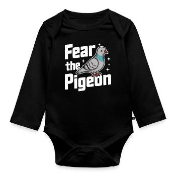Taube Tauben Tier Vogel - Baby Bio-Langarm-Body - Schwarz - Vorne