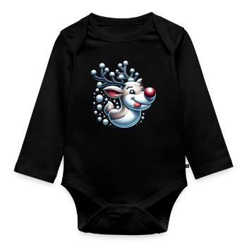 Drôle Renne Noël Noël - Body Bébé bio manches longues - noir - Devant