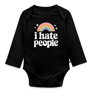 Funny, sarcasm, sarcastic humor, irony - Organic Longsleeve Baby Bodysuit - black - Front