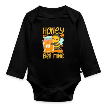 Honigbiene liebt ihren Honig - Baby Bio-Langarm-Body - Schwarz - Vorne