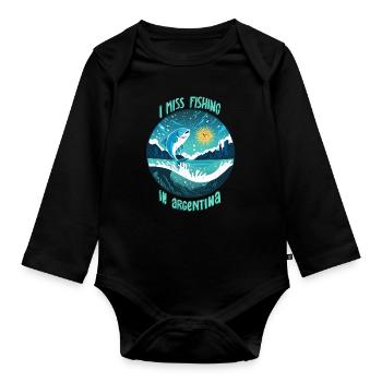 Pêche en Argentine - Body Bébé bio manches longues - noir - Devant