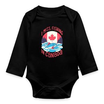 Pêche au Canada - Body Bébé bio manches longues - noir - Devant