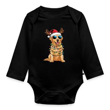 Golden Retriever de Noël - Body Bébé bio manches longues - noir - Devant