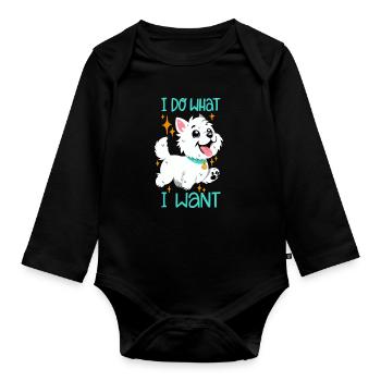 West Highland White Terrier : Je fais ce que je veux - Body Bébé bio manches longues - noir - Devant