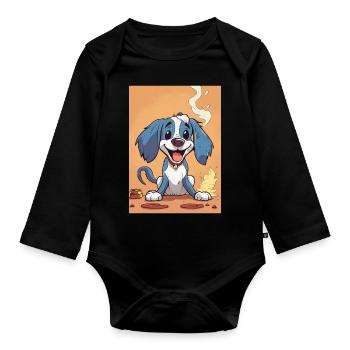 A Hilarious Tale: The Fire-Farting Dog - Organic Longsleeve Baby Bodysuit - black - Front