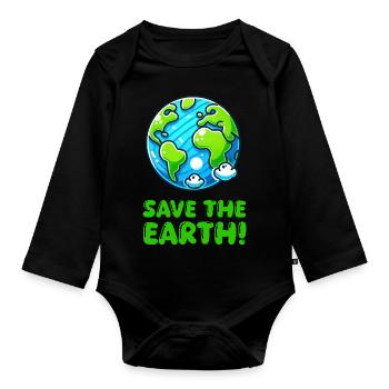 Earth Planet Save the Earth - Organic Longsleeve Baby Bodysuit - black - Front