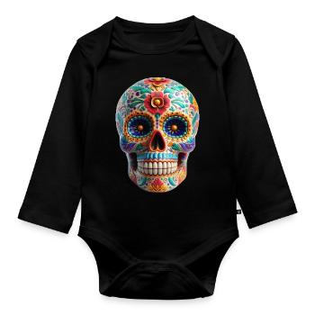 Sugar Skull - Organic Longsleeve Baby Bodysuit - black - Front
