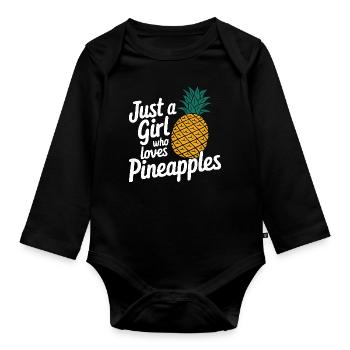 Ananas Fruit tropical hawaïen - Body Bébé bio manches longues - noir - Devant