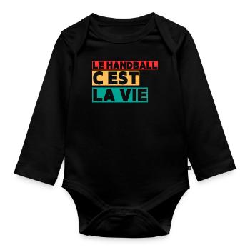 le handball est la vie,Handball,Handballeur,Sport - Body Bébé bio manches longues - noir - Devant