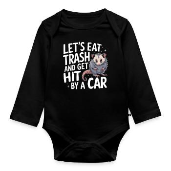 Opossum Possum Animal - Organic Longsleeve Baby Bodysuit - black - Front