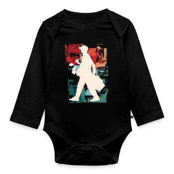 Golf Golfen Golfspieler Sport Hobby Club Vintage - Baby Bio-Langarm-Body - Schwarz - Vorne