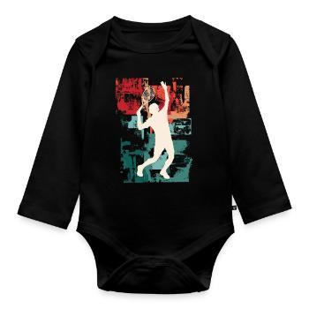 Tennis Tennis Player Player Vintage Retro Colorful - Organic Longsleeve Baby Bodysuit - black - Front