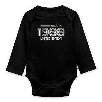 1988 Geburtstagsgeschenk 1988 Geschenkidee - Baby Bio-Langarm-Body - Schwarz - Vorne