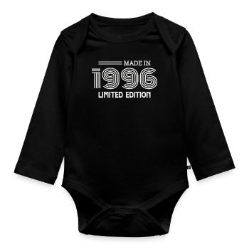 1996 Geburtstagsgeschenk 1996 Geschenkidee - Baby Bio-Langarm-Body - Schwarz - Vorne