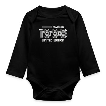 1998 Geburtstagsgeschenk 1998 Geschenkidee - Baby Bio-Langarm-Body - Schwarz - Vorne