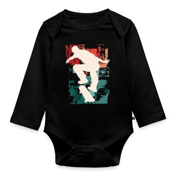 Skateboarding Skate Skater Skateboard Sk8 Vintage - Body Bébé bio manches longues - noir - Devant