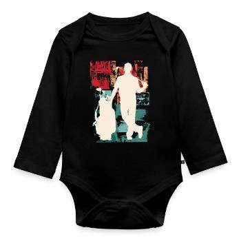 Golf Golfen Golfspieler Sport Hobby Club Vintage - Baby Bio-Langarm-Body - Schwarz - Vorne
