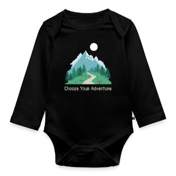 Retro Gaming Adventure - Organic Longsleeve Baby Bodysuit - black - Front