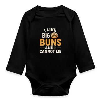 Ich mag große Brötchen - Baby Bio-Langarm-Body - Schwarz - Vorne