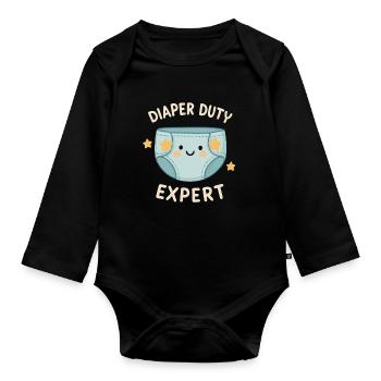 Windelwechsel-Profi - Baby Bio-Langarm-Body - Schwarz - Vorne