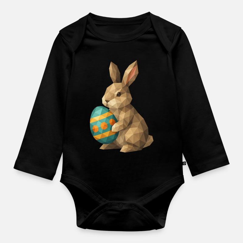 Lapin de Pâques géométrique - Body Bébé bio manches longues - noir