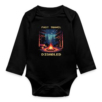 Fast Travel Deaktiviert Bushcraft Survival Zitat - Baby Bio-Langarm-Body - Schwarz - Vorne
