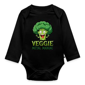 Veggie Metal Maniac - Vegan Music - Saying - Organic Longsleeve Baby Bodysuit - black - Front