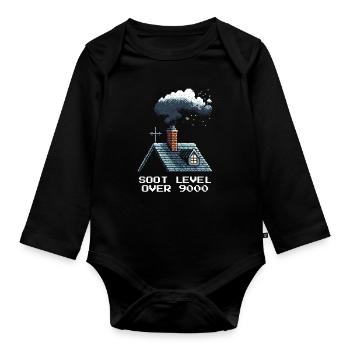 Schornsteinfeger Rußlevel Retro Pixel Art Gaming - Baby Bio-Langarm-Body - Schwarz - Vorne