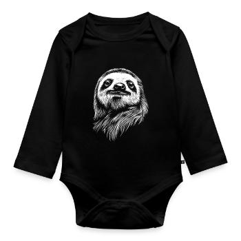 Faultier - Baby Bio-Langarm-Body - Schwarz - Vorne