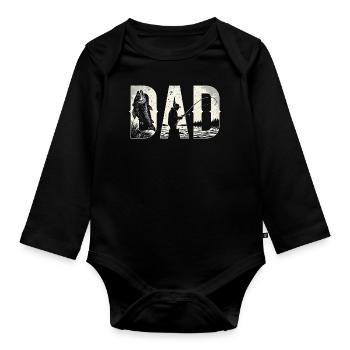 Fishing Dad Birthday Classic Bold Font Fish Daddy - Body Bébé bio manches longues - noir - Devant